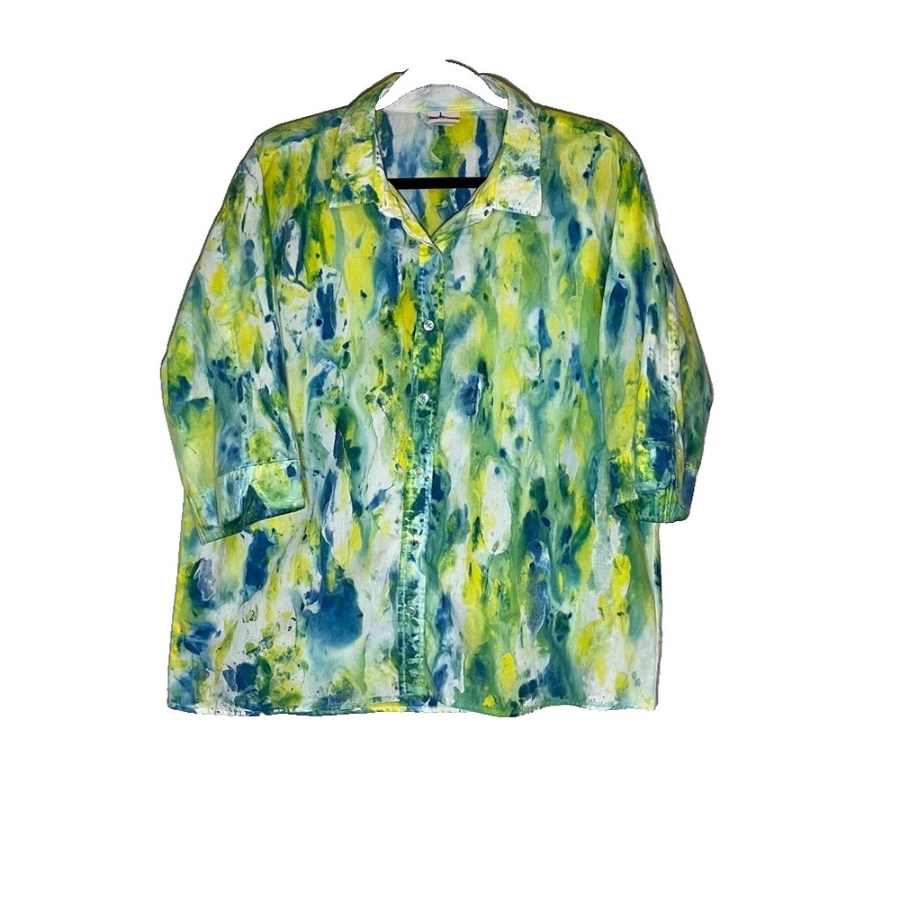 Retro Colorful Tie Dye Shirt XL Artsy Funky Disco Mod Tropical Preppy Grunge 90s